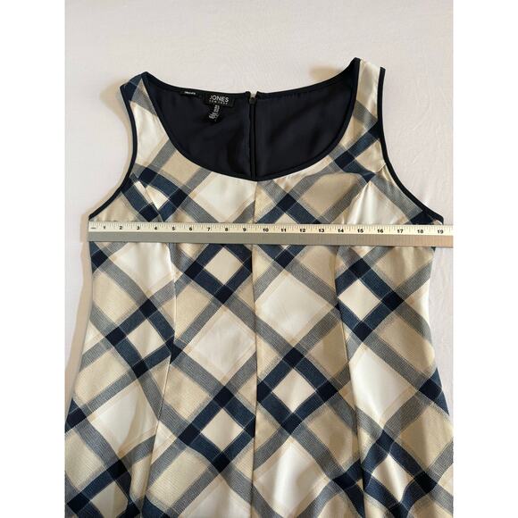 Jones New York Women's 12 Classic Chic Plaid Asymmetric Sleeveless Maxi Dress - Picture 8 of 9